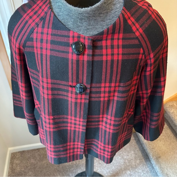 Larry Levine Plaid Jacket Shawl Wrap 16/XL - Picture 4 of 7